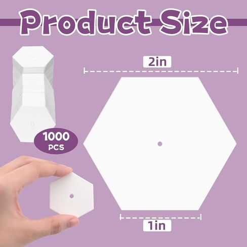1000 PCS Hexagon Piecing Paper Templates, 1" White Paper templates, Quilting Templates Accessories for DIY Patchwork Crafts and Sewing Supplies in Kuwait