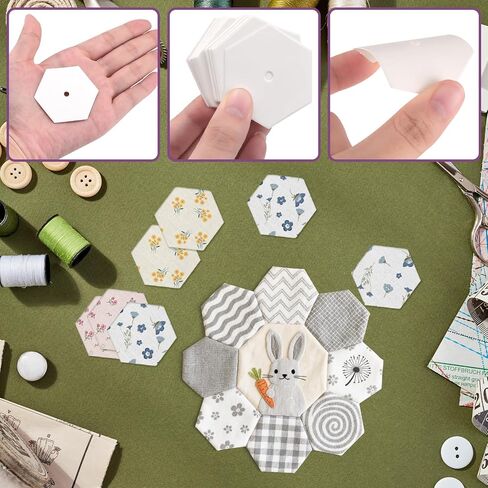 1000 PCS Hexagon Piecing Paper Templates, 1" White Paper templates, Quilting Templates Accessories for DIY Patchwork Crafts and Sewing Supplies in Kuwait