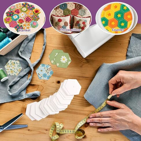 1000 PCS Hexagon Piecing Paper Templates, 1" White Paper templates, Quilting Templates Accessories for DIY Patchwork Crafts and Sewing Supplies in Kuwait