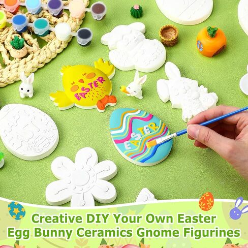 Soulchen 16 Sets Halloween DIY Painting Kits Unpainted DIY Ceramic to Paint Pumpkin Ghost Bat Skull Witch Gnome Cat Ready to Paint Refrigerator Magnets for Classroom Activity Halloween Gifts in Saudi Arabia