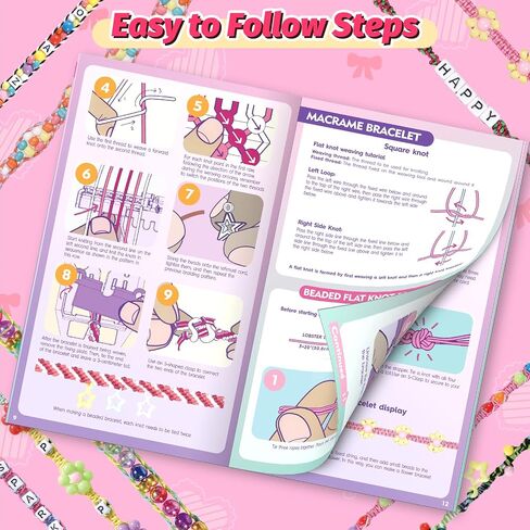 Friendship Bracelet Making Kit, Arts and Crafts Loom Bracelet Maker for Kids, Jewelry String Making supplies with 3 Thread Styles & 6 Bead Types, Christmas Birthday Gifts for Girls Ages 6 7 8 9 10+ in Saudi Arabia