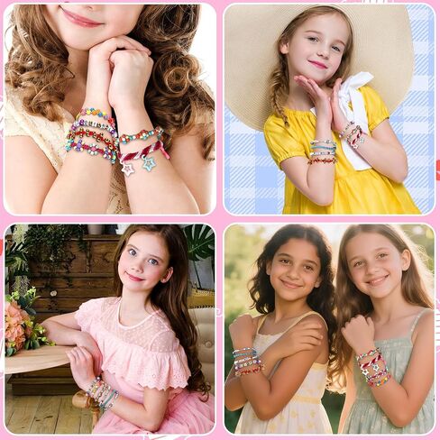 Friendship Bracelet Making Kit, Arts and Crafts Loom Bracelet Maker for Kids, Jewelry String Making supplies with 3 Thread Styles & 6 Bead Types, Christmas Birthday Gifts for Girls Ages 6 7 8 9 10+ in Saudi Arabia