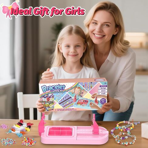 Friendship Bracelet Making Kit, Arts and Crafts Loom Bracelet Maker for Kids, Jewelry String Making supplies with 3 Thread Styles & 6 Bead Types, Christmas Birthday Gifts for Girls Ages 6 7 8 9 10+ in Saudi Arabia
