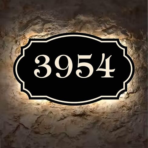 Custom Backlit LED House Numbers: Customizable Exterior LED Illuminated Powered Lighted Weatherproof Street Address Modern Camelot Signs Plate Personalized for Home Yard in Saudi Arabia