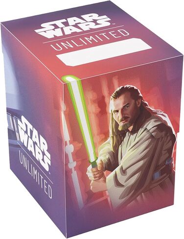 GameGenic Star Wars Unlimited Soft Crate-صندوق سطح متين للطباعة الكامل والمرخص رسميًا ، ويحمل 60 بطاقة مزدوجة الأكمام ، مثالية لـ TCGs و LCGs ، و Qui-Gon Jinn ، مصنوعة in Kuwait