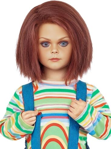 Kids Brown Creepy Doll Killer Costume Wig Red Brown Synthetic Hair for Child Girls Boys Toddler Halloween Party in Kuwait