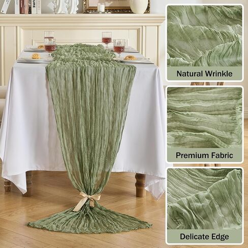 Fanami 1 Pack Cheesecloth Table Runner -10ft Dusty Blue Boho Gauze Cheese Cloth Table Runner 120 Inges Rustic Cheer Centerpaces for Wedder in Saudi Arabia