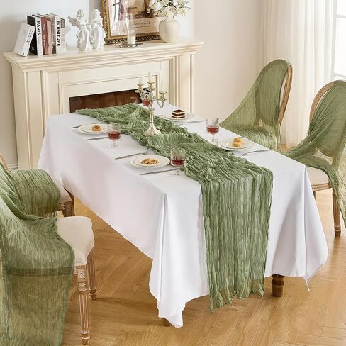 Fanami 1 Pack Cheesecloth Table Runner -10ft Dusty Blue Boho Gauze Cheese Cloth Table Runner 120 Inges Rustic Cheer Centerpaces for Wedder in Saudi Arabia