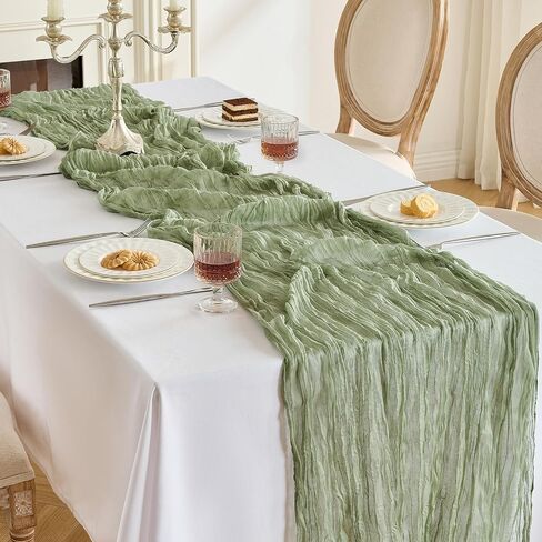 Fanami 1 Pack Cheesecloth Table Runner -10ft Dusty Blue Boho Gauze Cheese Cloth Table Runner 120 Inges Rustic Cheer Centerpaces for Wedder in Saudi Arabia