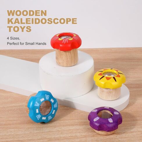 Wodi 1pcs caleidoscope wooden for Kids - لعبة Montessori التعليمية البصرية ، هدية عيد ميلاد عتيقة للفتيان الفتيات الذين تتراوح أعمارهم بين 3 و 12 عامًا ، التعلم الحسي في مجال السفر (أحمر) in Kuwait