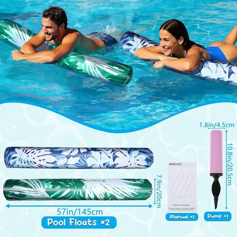 Extra Large Inflatable Swim Pool Noodles - 2 Pack Soft Fabric Covered Large Noodles for Floating, Premium Buoyancy and Comfort for Adults in Saudi Arabia