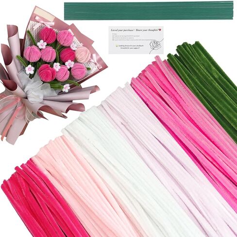 Amhameton 620 PCS Pink Pipe Cleaners Bulk ، 6 Cleftion Pipe Claners ، CHENILLE SYS FOR DIY Flower Bouquet مع الأسلاك الأزهار ، وهدية إبداعية ، مستلزمات الزهور الأبدية لزخارف الحفلات in Kuwait