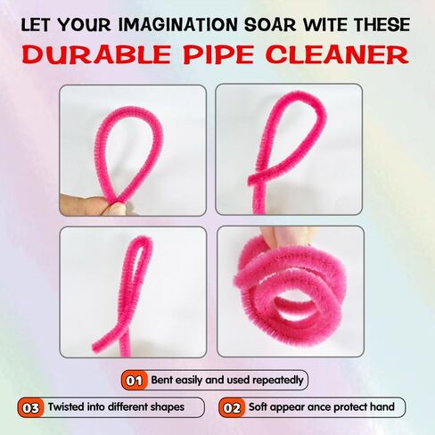 Amhameton 620 PCS Pink Pipe Cleaners Bulk ، 6 Cleftion Pipe Claners ، CHENILLE SYS FOR DIY Flower Bouquet مع الأسلاك الأزهار ، وهدية إبداعية ، مستلزمات الزهور الأبدية لزخارف الحفلات in Kuwait