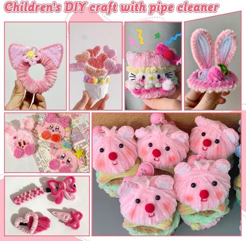 Amhameton 620 PCS Pink Pipe Cleaners Bulk ، 6 Cleftion Pipe Claners ، CHENILLE SYS FOR DIY Flower Bouquet مع الأسلاك الأزهار ، وهدية إبداعية ، مستلزمات الزهور الأبدية لزخارف الحفلات in Kuwait