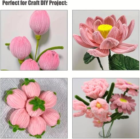 Amhameton 620 PCS Pink Pipe Cleaners Bulk ، 6 Cleftion Pipe Claners ، CHENILLE SYS FOR DIY Flower Bouquet مع الأسلاك الأزهار ، وهدية إبداعية ، مستلزمات الزهور الأبدية لزخارف الحفلات in Kuwait
