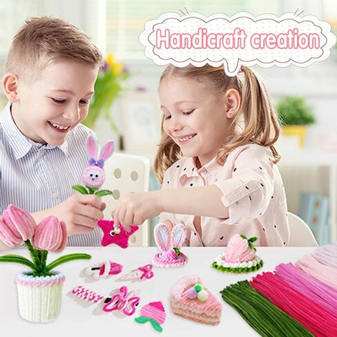 Amhameton 620 PCS Pink Pipe Cleaners Bulk ، 6 Cleftion Pipe Claners ، CHENILLE SYS FOR DIY Flower Bouquet مع الأسلاك الأزهار ، وهدية إبداعية ، مستلزمات الزهور الأبدية لزخارف الحفلات in Kuwait