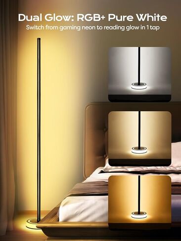 Smart RGBICW Corner Floor Lamp with App & Remote Control - 16 Million Colors, Music Sync, Timer Setting, Dimmable Ambient Lighting LED Standing Lamp for Bedroom, Living Room, Gaming Room & Home Decor in Saudi Arabia