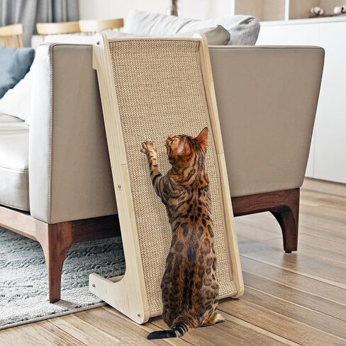 PETKARAY Cat Scratcher, Cat Sisal Scratching Ramp, L Shape Cat Scratch Pad for Indoor Cats, Wall Furniture Protector with Catnip Large in Saudi Arabia