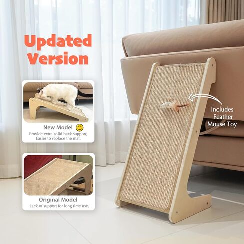 PETKARAY Cat Scratcher, Cat Sisal Scratching Ramp, L Shape Cat Scratch Pad for Indoor Cats, Wall Furniture Protector with Catnip Large in Saudi Arabia