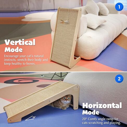 PETKARAY Cat Scratcher, Cat Sisal Scratching Ramp, L Shape Cat Scratch Pad for Indoor Cats, Wall Furniture Protector with Catnip Large in Saudi Arabia
