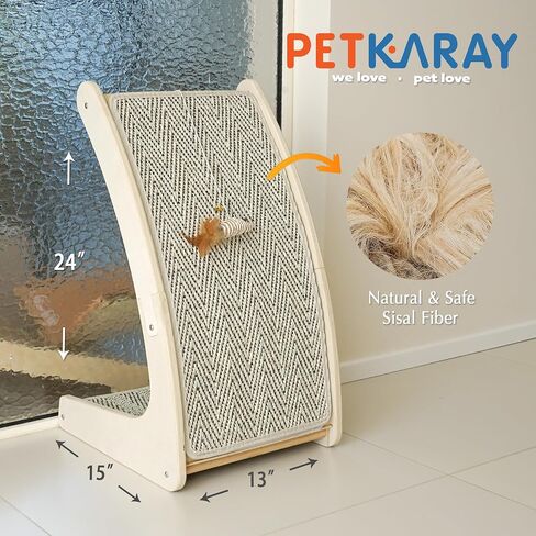 PETKARAY Cat Scratcher, Cat Sisal Scratching Ramp, L Shape Cat Scratch Pad for Indoor Cats, Wall Furniture Protector with Catnip Large in Saudi Arabia