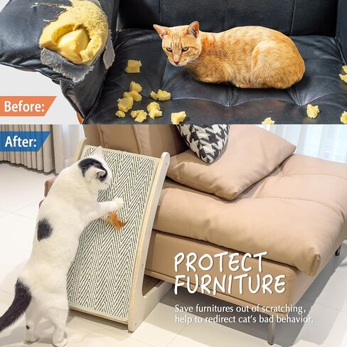 PETKARAY Cat Scratcher, Cat Sisal Scratching Ramp, L Shape Cat Scratch Pad for Indoor Cats, Wall Furniture Protector with Catnip Large in Saudi Arabia