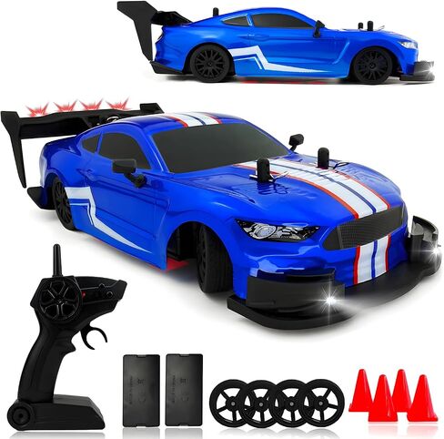 1:20 RC Drift Car للأطفال ، 4WD 2.4 جيجا هرتز 30km/H سيارة التحكم عن بُعد عالية السرعة ، سيارة رياضية رياضية مع أضواء LED ، إطارات الانجراف ＆ 2 بطاريات (Red 01) in Saudi Arabia