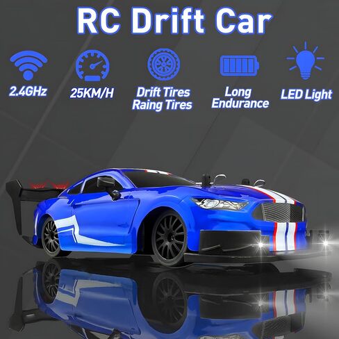 1:20 RC Drift Car للأطفال ، 4WD 2.4 جيجا هرتز 30km/H سيارة التحكم عن بُعد عالية السرعة ، سيارة رياضية رياضية مع أضواء LED ، إطارات الانجراف ＆ 2 بطاريات (Red 01) in Saudi Arabia