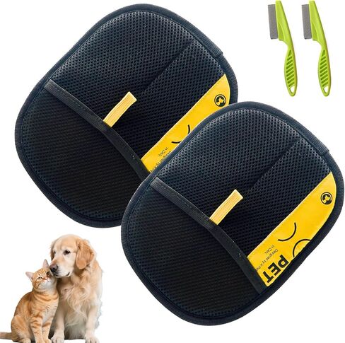 قفازات إزالة الشعر للحيوانات الأليفة للقطط والكلاب ، قفازات شعر الحيوانات الأليفة الإلكتروستاتيكية ، قفازات للحيوانات الأليفة الكفاءة مع مشط الشعر ، مزيل الشعر والكلب القابل لإعادة الاستخدام للأريكة ، الأثاث ، السجاد ، الستار (2 مساءً) in Kuwait