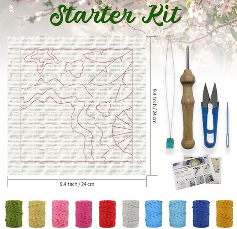 ORIGACH 2 Set Embroidery Punch Needle Kit with Frame, Summer Beach Needle Punching Kit with Patterns, Threads, Tools & Instructions for Beginners & Adults, DIY Wall Hanging Decor in Saudi Arabia