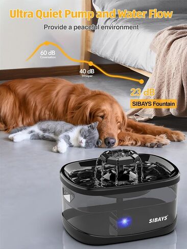 SIBAYS 2.5Gal/9.5L Dog Water Fountain for Large Dogs, 3 Flow Modes Large Pet Water Fountain for Cats, Automatic Dog Water Bowl Dispenser with 7" Filter & Smart LED Pump, Quiet, BPA-Free Material(FS68) in Kuwait