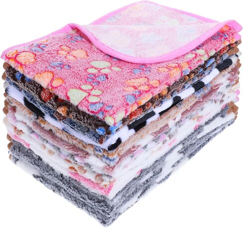 12 pcs dog blanket pet paw print fleece بطانية قطة ناعمة دافئة حصيرة حصيرة غينيا خنازير القفص بطانات صغيرة متوسطة الأليف ضرورية للحيوانات الأليفة محل متجر فتاة بوي جرو in Saudi Arabia