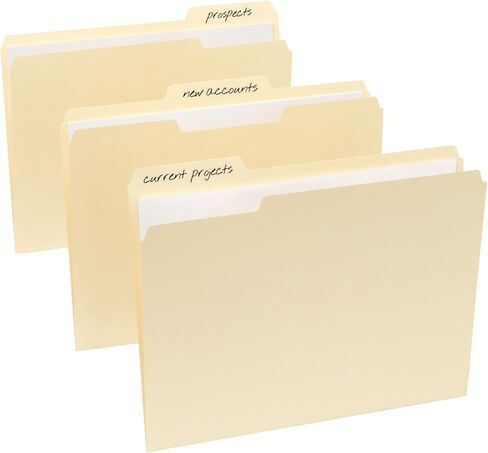Office Depot File Folders, 1/3 Cut, Letter Size, 30% Recycled, Manila, Pack Of 100, 810838 in Saudi Arabia