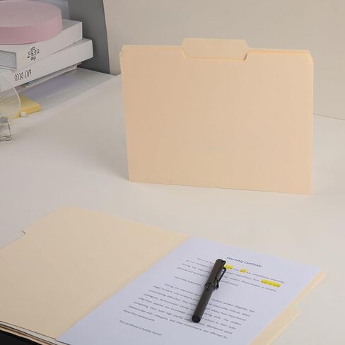 مجلد ملف مانيلا ، علامة تبويب 1/3 كوت ، حجم الحرف ، مجلدات مانيلا مع علامة تبويب ، 100 لكل مربع in Kuwait