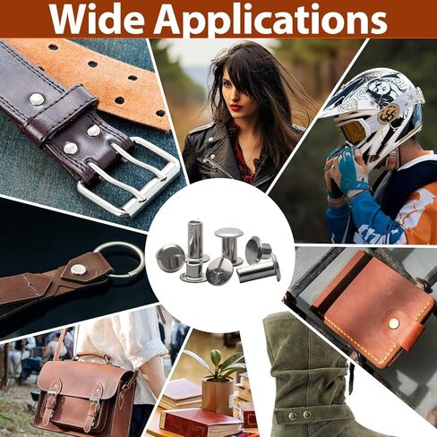 120Sets Chicago Screws Kit,Socell 6 Sizes Chicago Screws for Leather,Binding Screws Leather Rivet kit for Crafts, Clothing, Shoes, Belts, Bags, and Custom-Made Items(Silver, M5*4,5,6,8,10,12) in Kuwait