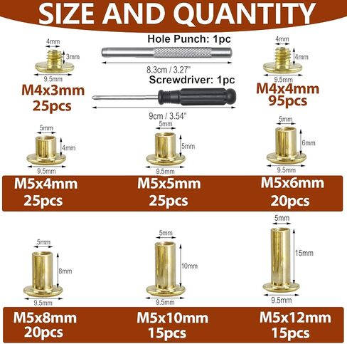 120Sets Chicago Screws Kit,Socell 6 Sizes Chicago Screws for Leather,Binding Screws Leather Rivet kit for Crafts, Clothing, Shoes, Belts, Bags, and Custom-Made Items(Silver, M5*4,5,6,8,10,12) in Saudi Arabia