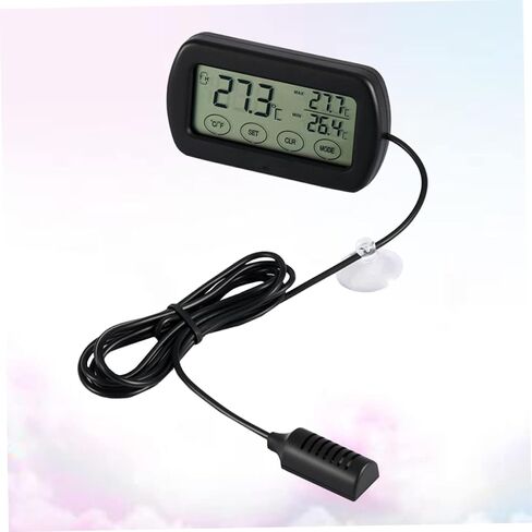 LCD مقياس الرطوبة الرقمية لتفقس البيض ومراقبة PET وظيفة إنذار وظيفة شاشة LCD كبيرة مواد ABS مواد سهلة التثبيت مع كوب الشفط للحاضنات واستخدام المنزل in Saudi Arabia