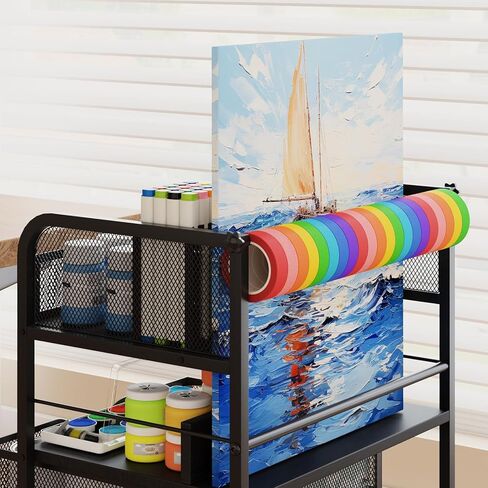 Art cart, 5 Tier Rolling Cart - Utility Cart with Storage Drawer and Wheels, Versatile Art & Craft Organizer for Home, Office, or Studio Ideal for Storing Brushes, Paints in Kuwait