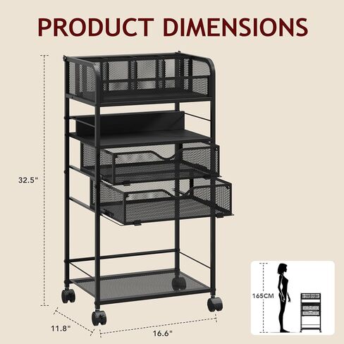 Art cart, 5 Tier Rolling Cart - Utility Cart with Storage Drawer and Wheels, Versatile Art & Craft Organizer for Home, Office, or Studio Ideal for Storing Brushes, Paints in Kuwait