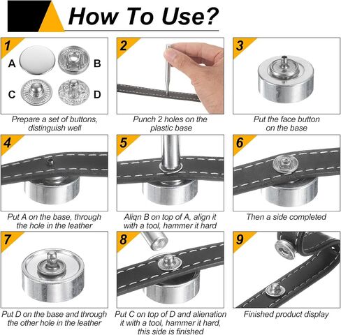 Harfington 60 مجموعات أزرار CAP-Stud Cap 10 مم معادن SNAP SPOY الأزرار SHOIN-ON SNAP in Saudi Arabia