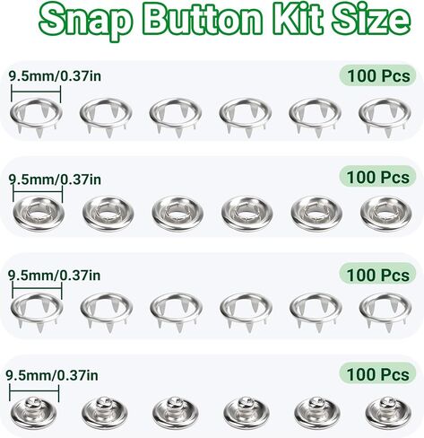 Vintrex 100Pcs Metal Snap Button Kit - Silver Hollow Snaps for Fabric, 9.5mm Sewing Button Snaps for DIY Crafts, Clothing & Sewing Projects(Not Tools) in Kuwait