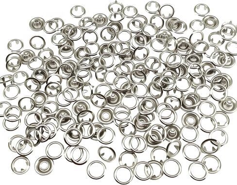 Vintrex 100pcs Metal Snap Button Kit - Silver Hollow Snaps for Fabric و 9.5 مم زر للخياطة لقرعات DIY ومشاريع الملابس والخياطة (وليس الأدوات) in Kuwait