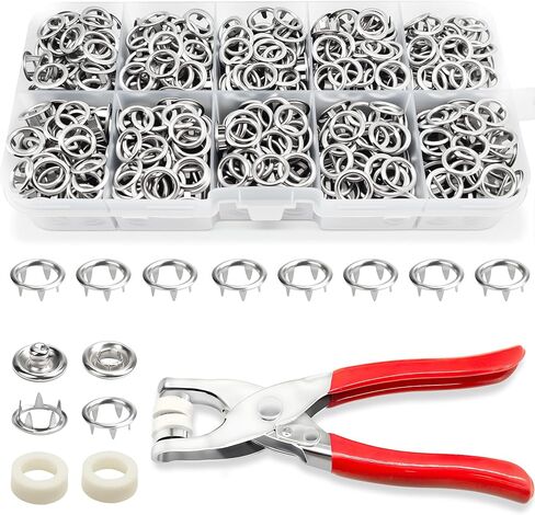 Vintrex 100Pcs Metal Snap Button Kit - Silver Hollow Snaps for Fabric, 9.5mm Sewing Button Snaps for DIY Crafts, Clothing & Sewing Projects(Not Tools) in Kuwait