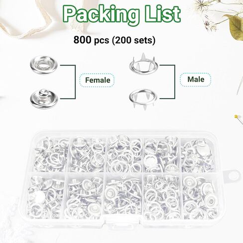 Vintrex 100Pcs Metal Snap Button Kit - Silver Hollow Snaps for Fabric, 9.5mm Sewing Button Snaps for DIY Crafts, Clothing & Sewing Projects(Not Tools) in Kuwait