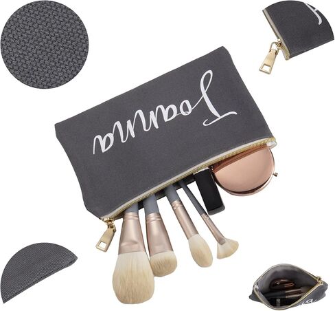 Personalized Makeup Bag for Women,Custom Cosmetic Bag for Girls Name,Monogrammed Cosmetic Pouch (cream color) in Saudi Arabia