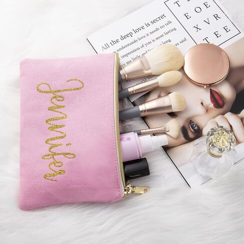 Personalized Makeup Bag for Women,Custom Cosmetic Bag for Girls Name,Monogrammed Cosmetic Pouch (cream color) in Saudi Arabia