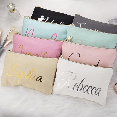 Personalized Makeup Bag for Women,Custom Cosmetic Bag for Girls Name,Monogrammed Cosmetic Pouch (cream color) in Saudi Arabia