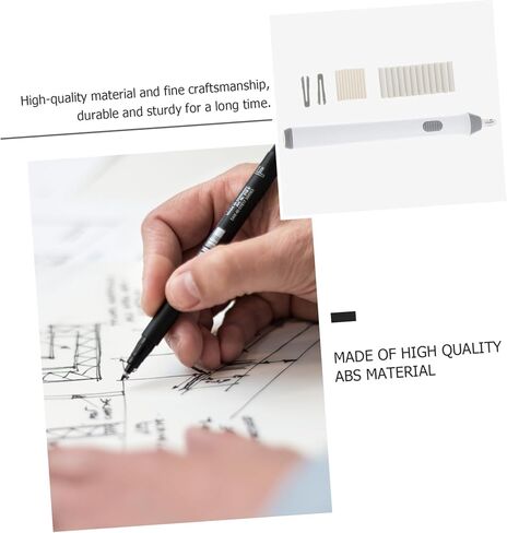 uonlytech Electric Eraser لقلم رصاص رسم تلقائي للممحاة التلقائية للفنانين والطلاب آمن أبيض تعديل أداة تعديل البطارية قرطاسية فن البطارية in Kuwait