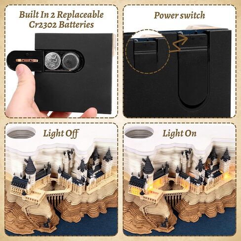 3D Time Piece Calendar 2026 3D Tear Away Mini Desk Calendar مع LED LED Art Memo Pad Notepad Desktop Decoration Gift لعيد الميلاد (مع التقويم الأسبوعي والضوء) in Kuwait