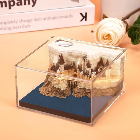 3D Time Piece Calendar 2026 3D Tear Away Mini Desk Calendar مع LED LED Art Memo Pad Notepad Desktop Decoration Gift لعيد الميلاد (مع التقويم الأسبوعي والضوء) in Kuwait